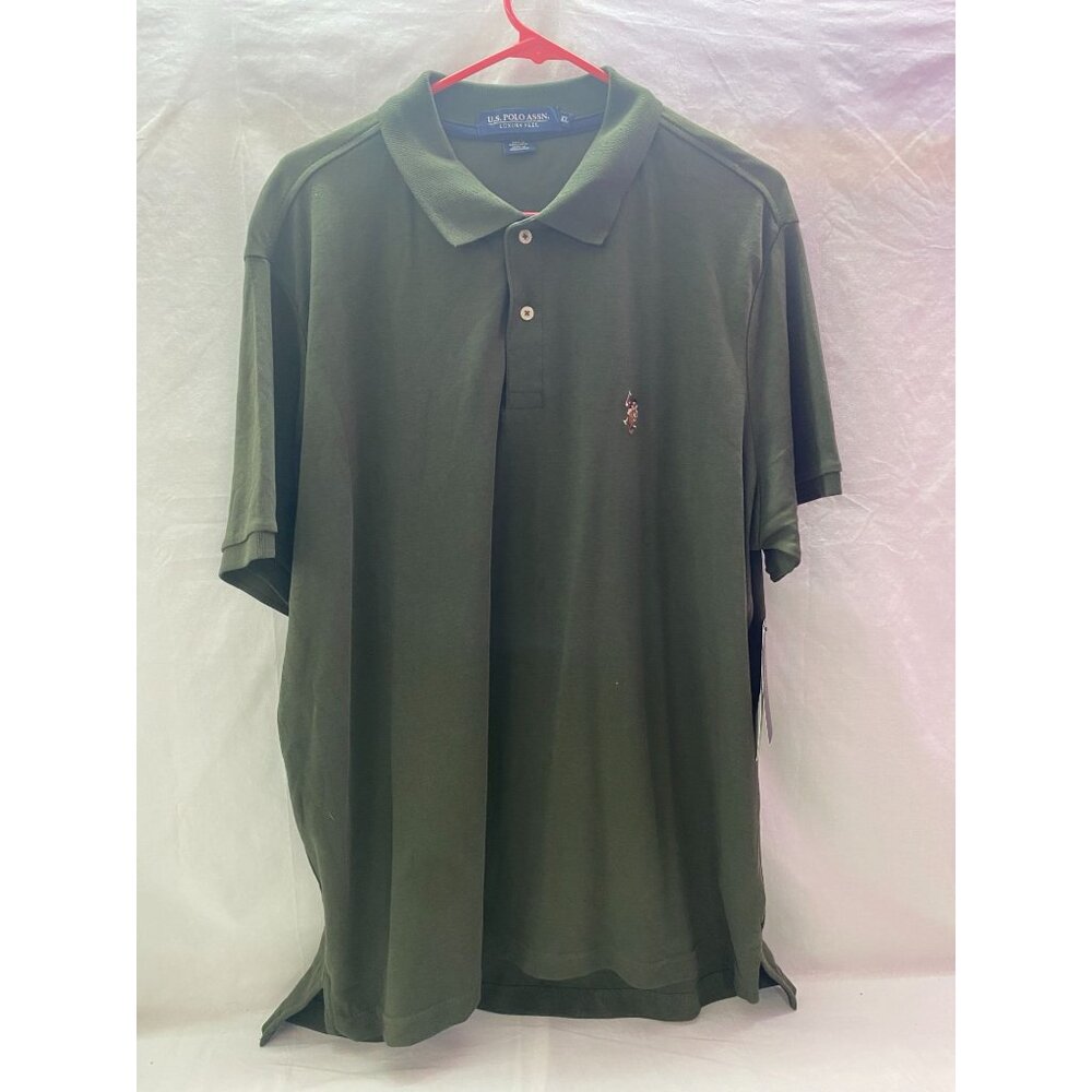 NWT U.S. Polo Assn. Size XL Men's Green Collard Short Sleeve Polo 100% Cotton
